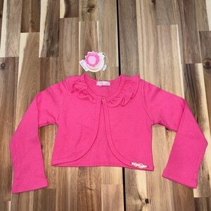 ❤️🩷NWT Mon Sucré Pink Ruffle Detail Cropped Cardigan-Size 2T